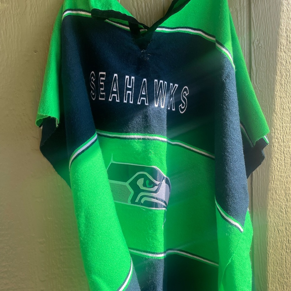 NFL Football Embroidered Poncho Seattle Seahawks Mexican Poncho One Size